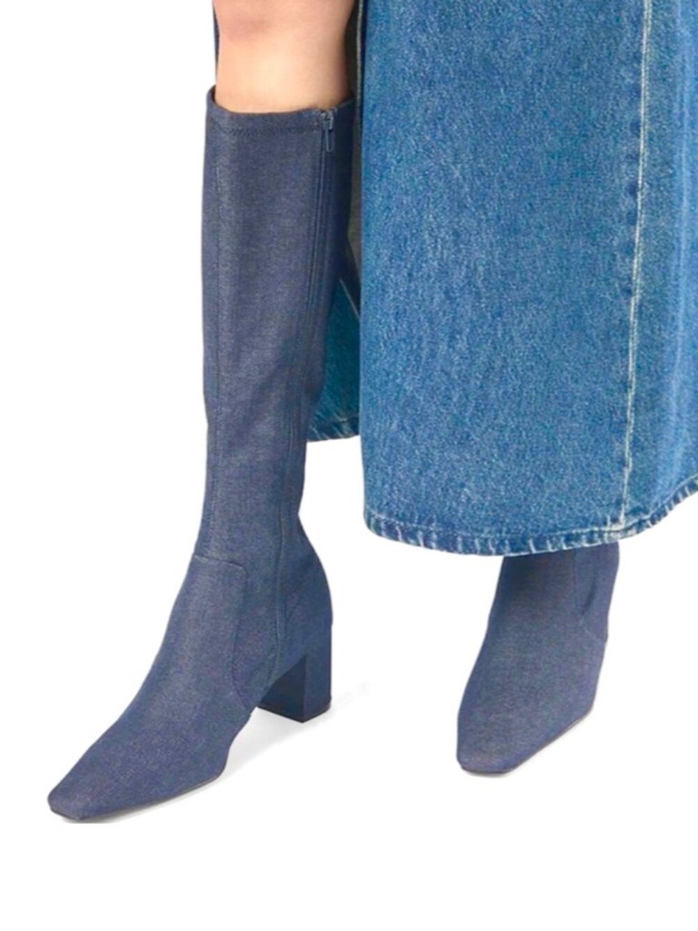 WeWoreWhat Knee High Glove Boots in Raw Denim in EU Sz 39/US 8